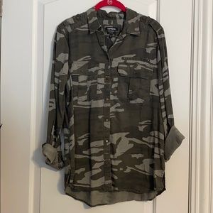 Express Camo Button Down - Boyfriend Fit